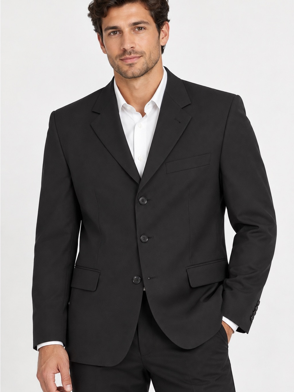 Men's Classic Black Three-Button Suit Jacket